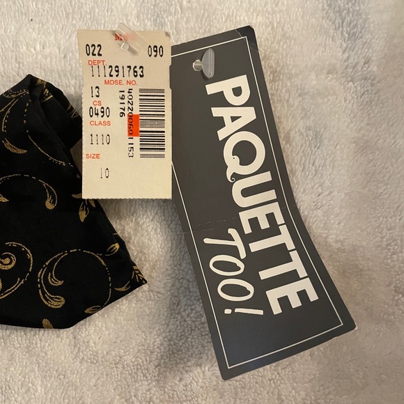 NWT Vintage 80’s Black Gold Vine Print Long Sleeve Jumpsuit by Paquette Too! - Picture 11 of 11